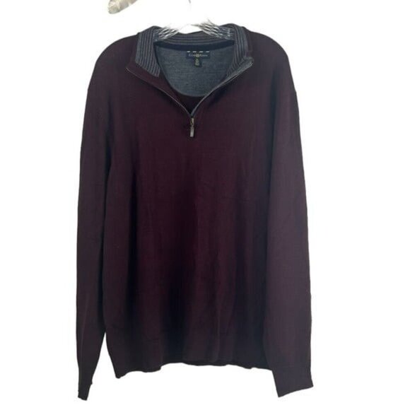 Mens Club Room SZ XL Merino Wool 1/4 Zip Long Sleeve PopOver Lightweight Sweater - Picture 2 of 11